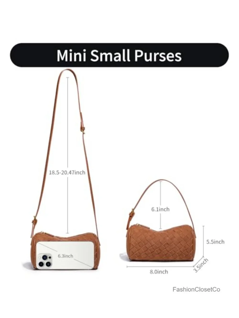 Faux Leather Suede Woven Hobo Crossbody Bag Small Mini Purse